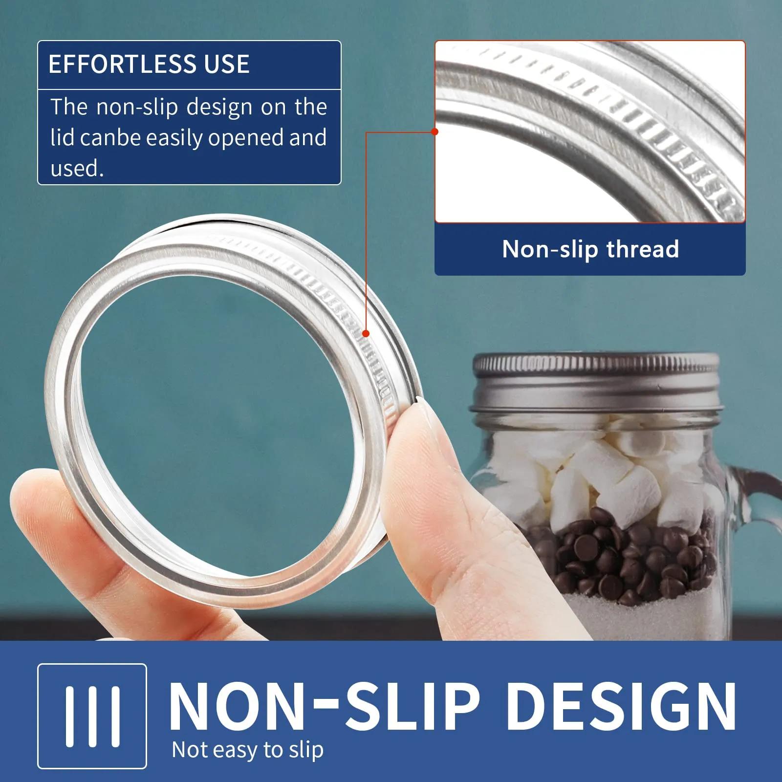 Wide-Mouth 86mm Canning Rings for Glass Mason Jars- 48 Pack