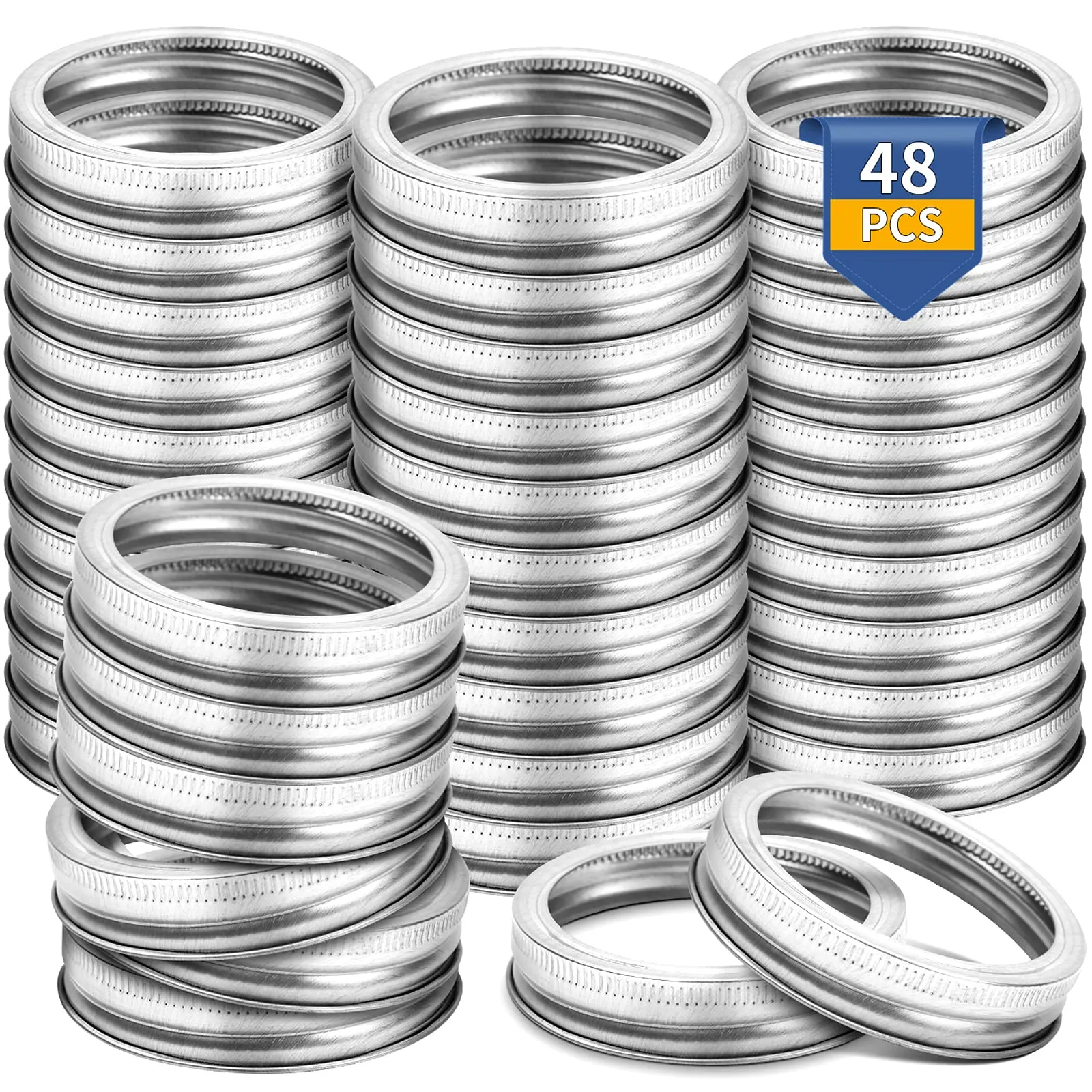 Wide-Mouth 86mm Canning Rings for Glass Mason Jars- 48 Pack