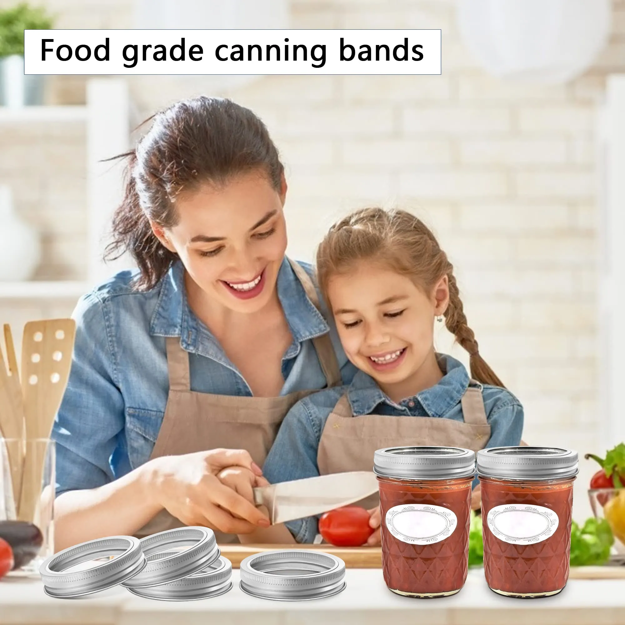 Wide-Mouth 86mm Canning Rings for Glass Mason Jars- 48 Pack